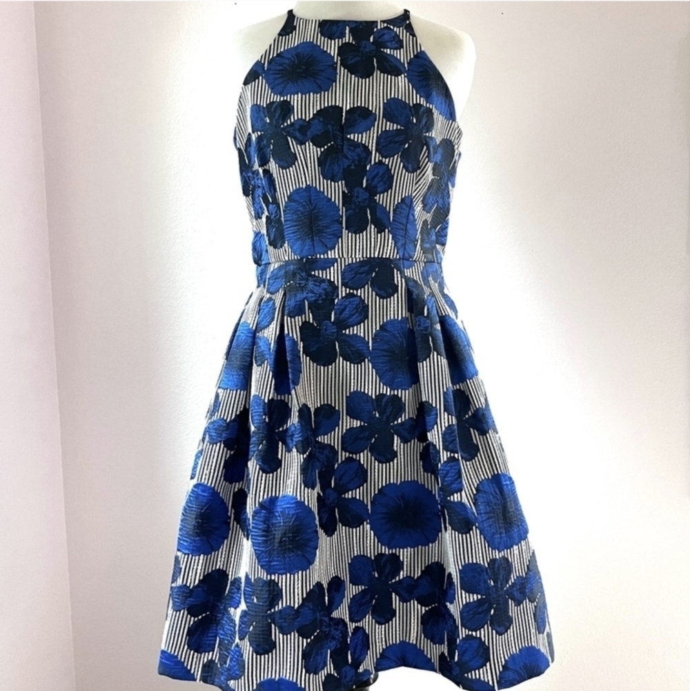 Badgley Mischka Liliana Blue Floral Dress